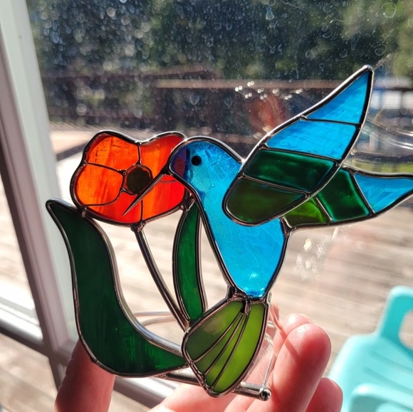 Hummingbird Stainglass Tealight Holder All Occasion/Holiday/Kids/Spring/Summer - Picture 13 of 14